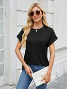 Florira Round Neck Short Sleeve T-Shirt for women from 6i6.com, a versatile and comfortable basic for everyday wear.