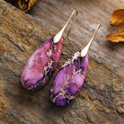 Teardrop-Shaped Natural Stone Dangle Earrings for women from 6i6.com, an elegant statement accessory for everyday or special occasions.