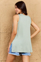 Doublju Full Size Striped Sleeveless V-Neck Top - 6i6