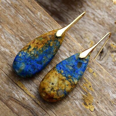 Teardrop-Shaped Natural Stone Dangle Earrings for women from 6i6.com, an elegant statement accessory for everyday or special occasions.