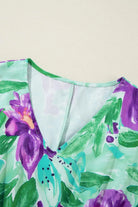 Printed V-Neck Half Sleeve Mini Dress - 6i6