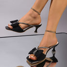 Bow Rhinestone Open-Toe Sandals for women from 6i6.com, perfect for glamorous events or stylish summer outfits.