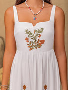 Floral Embroidered Sleeveless Maxi Dress for women from 6i6.com, perfect for breezy summer outings or elegant evening wear.