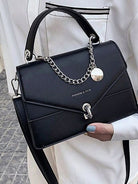 Chain PU Leather Handbag with detachable shoulder strap for women from 6i6.com, a versatile accessory for everyday or special occasions.