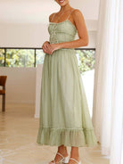 Devine frill ruffled hem midi cami dress with a flattering fit and elegant ruffled details, perfect for a casual or semi-formal look, available at 6i6.com