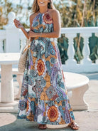 Printed Halter Neck Maxi Dress - 6i6