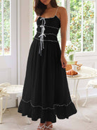 Devine frill ruffled hem midi cami dress with a flattering fit and elegant ruffled details, perfect for a casual or semi-formal look, available at 6i6.com