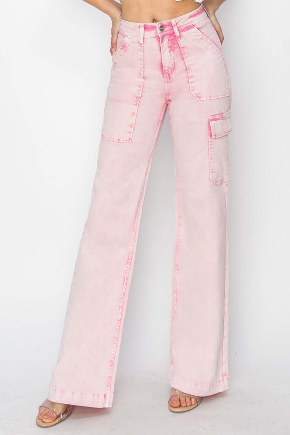 RISEN full-size high-rise cargo pocket jeans with a trendy, utility-inspired design and a comfortable fit, available at 6i6.com