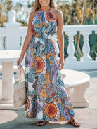 Printed Halter Neck Maxi Dress - 6i6
