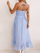 Devine frill ruffled hem midi cami dress with a flattering fit and elegant ruffled details, perfect for a casual or semi-formal look, available at 6i6.com