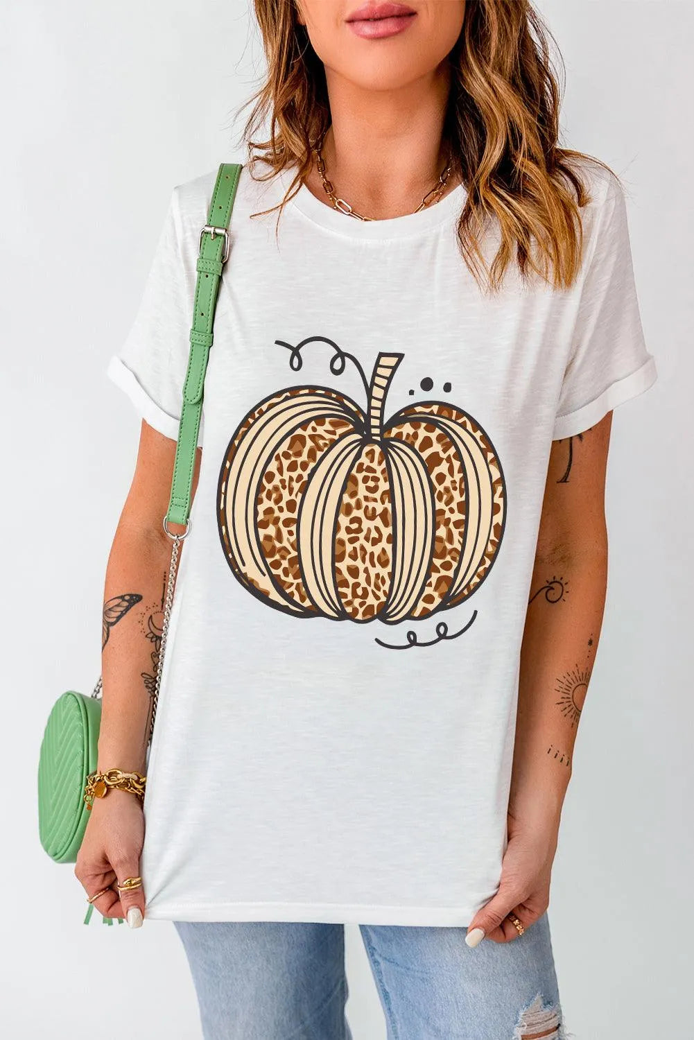 Pumpkin Round Neck Short Sleeve T-Shirt - 6i6