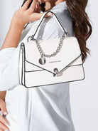 Chain PU Leather Handbag with detachable shoulder strap for women from 6i6.com, a versatile accessory for everyday or special occasions.