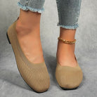 Knitted Square Toe Flat Slip-Ons for women from 6i6.com, offering comfortable and stylish everyday footwear.