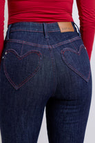 Judy Blue full-size skinny jeans with heart-shaped back pockets, offering a flattering fit and playful design, available at 6i6.com