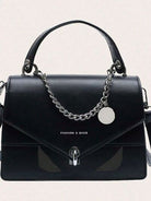 Chain PU Leather Handbag with detachable shoulder strap for women from 6i6.com, a versatile accessory for everyday or special occasions.