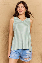 Doublju Full Size Striped Sleeveless V-Neck Top - 6i6