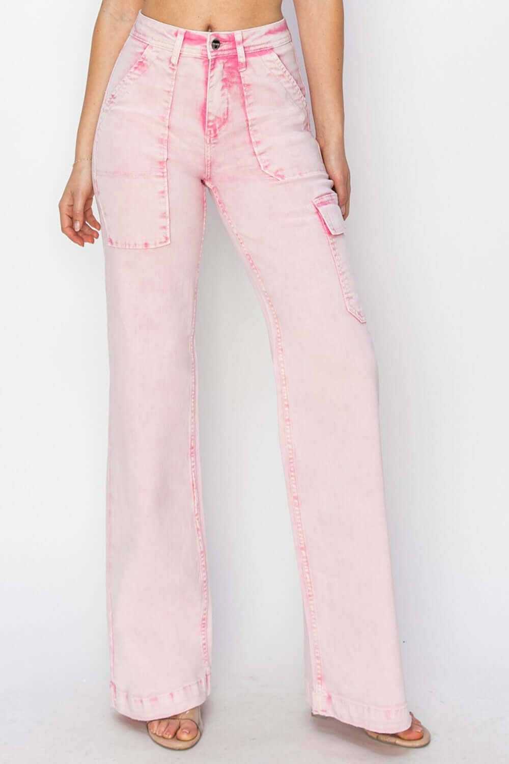 RISEN full-size high-rise cargo pocket jeans with a trendy, utility-inspired design and a comfortable fit, available at 6i6.com