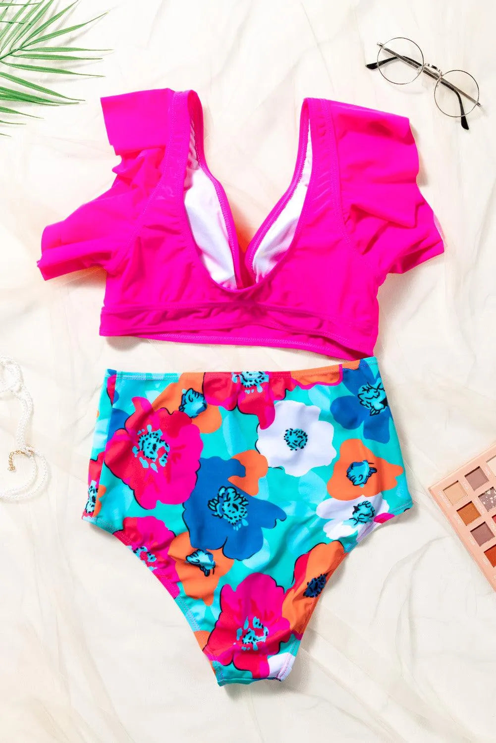 Cropped Swim Top and Floral Bottoms Set - 6i6
