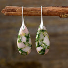 Teardrop-Shaped Natural Stone Dangle Earrings for women from 6i6.com, an elegant statement accessory for everyday or special occasions.