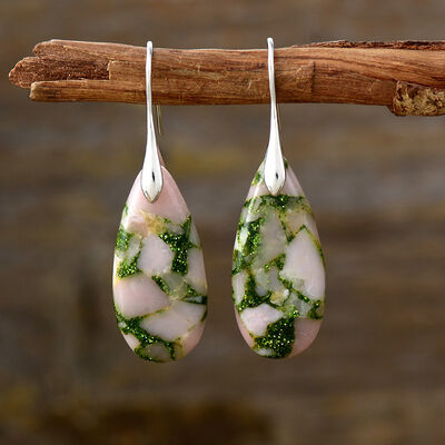 Teardrop-Shaped Natural Stone Dangle Earrings for women from 6i6.com, an elegant statement accessory for everyday or special occasions.