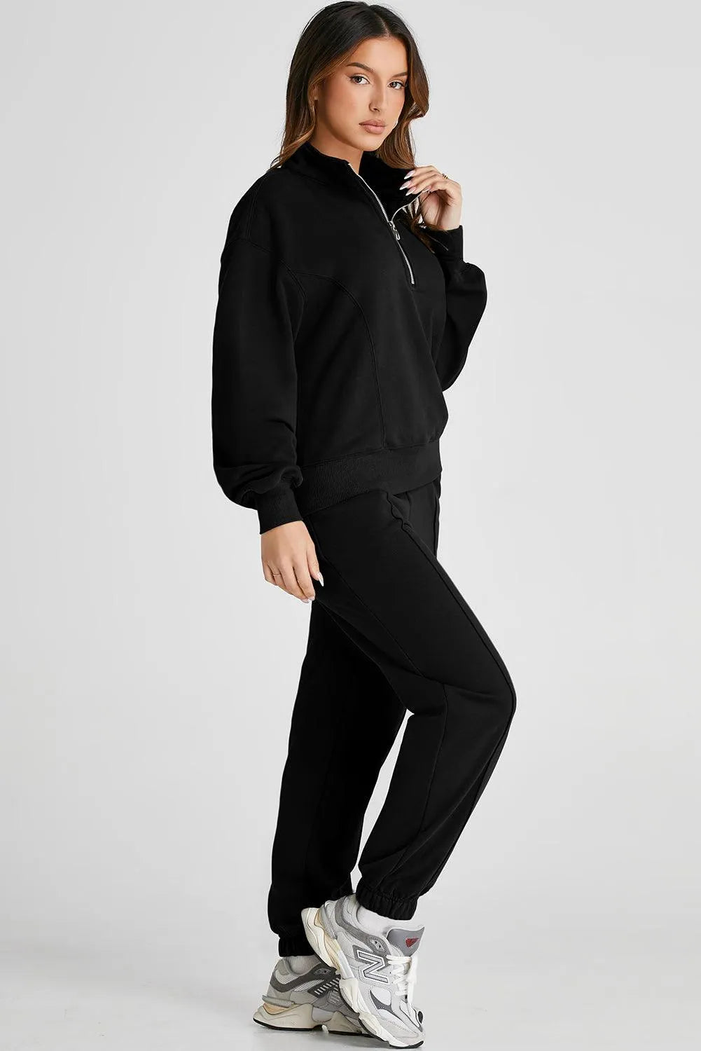 Half Zip Long Sleeve Top and Joggers Active Set - 6i6