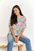 Double Take Floral Round Neck Babydoll Top - 6i6