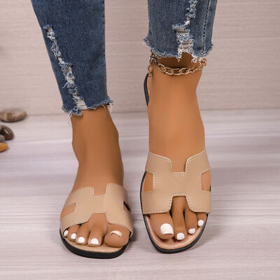 PU Leather Flat Sandals from 6i6.com, offering comfortable and stylish summer footwear for women.