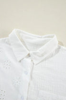 Eyelet Collared Neck Long Sleeve Shirt - 6i6