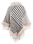 Striped Fringe Hem Poncho - 6i6