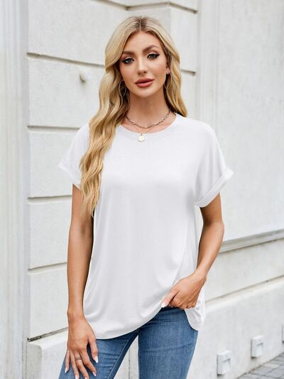 Florira Round Neck Short Sleeve T-Shirt for women from 6i6.com, a versatile and comfortable basic for everyday wear.