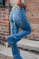 Pearl Trim High Waist Bootcut Jeans - 6i6