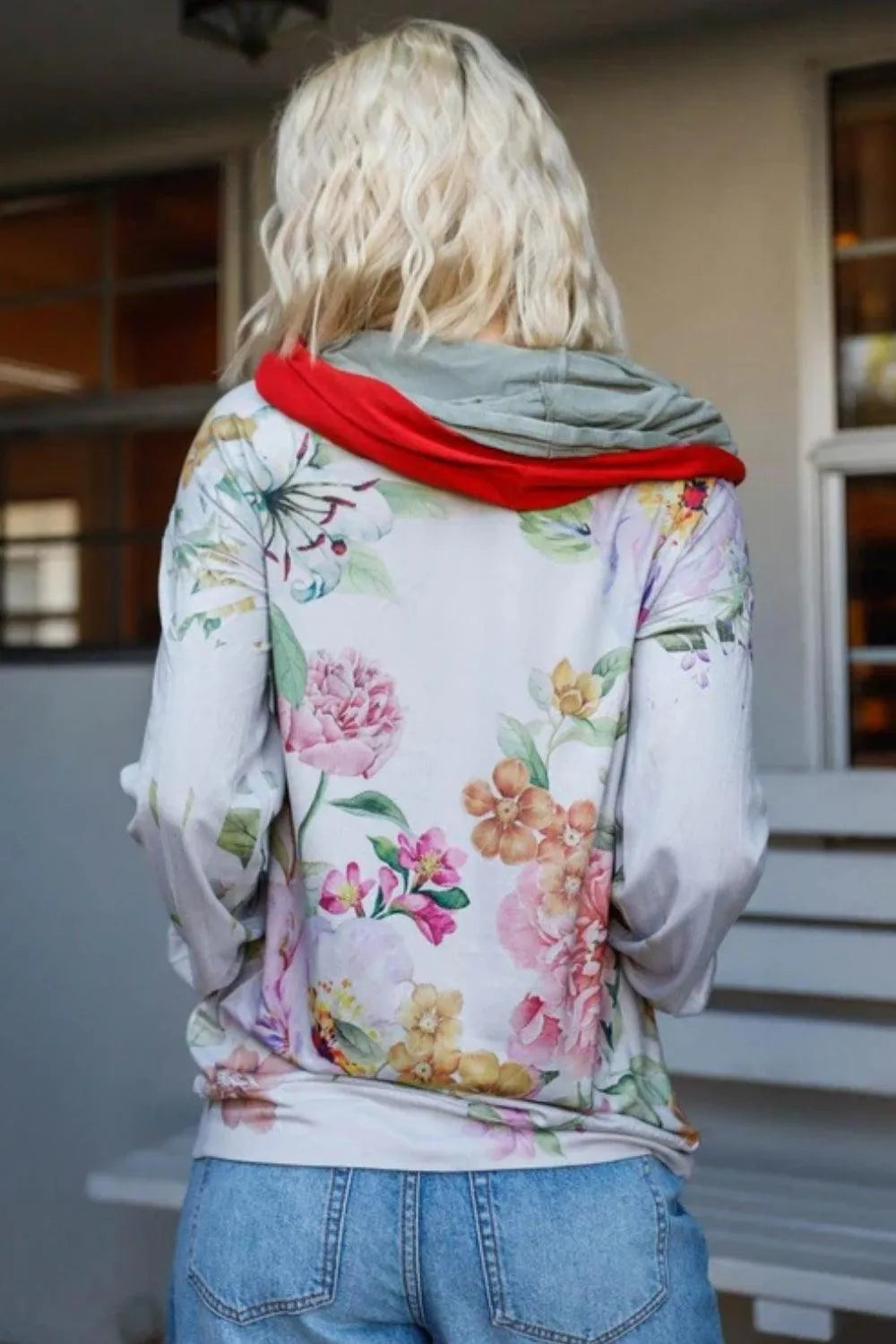 Blumin Apparel Full Size Floral Zip Up Hoodie - 6i6