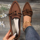 Bow Contrast Trim Point Toe Loafers - 6i6