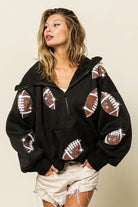 BiBi Sequin Football Half Zip Hoodie - 6i6