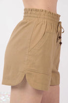 VERY J Drawstring Elastic Waist Linen Shorts - 6i6