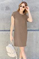 Basic Bae Full Size Round Neck Short Sleeve Dress with Pockets - 6i6