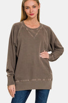 Zenana Round Neck Long Sleeve Sweatshirt - 6i6