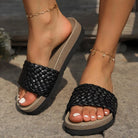 PU Leather Woven Platform Sandals - 6i6