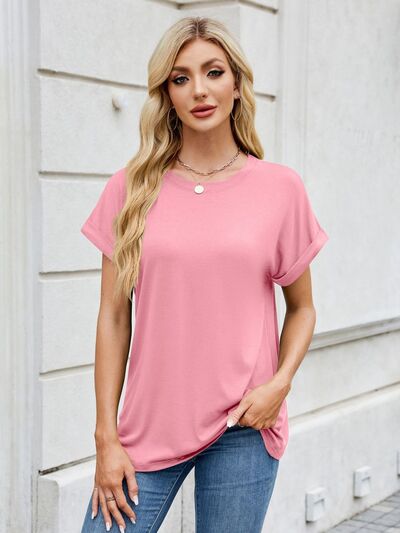 Florira Round Neck Short Sleeve T-Shirt for women from 6i6.com, a versatile and comfortable basic for everyday wear.