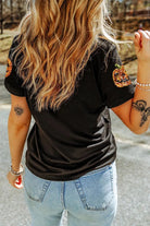 Sequin Pumpkin Round Neck Short Sleeve T-Shirt - 6i6