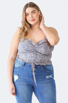 Zenobia Plus Size Drawstring Smocked Floral Tube Top - 6i6