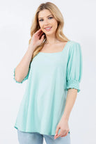 Celeste Full Size Swiss Dot Puff Sleeve Top - 6i6