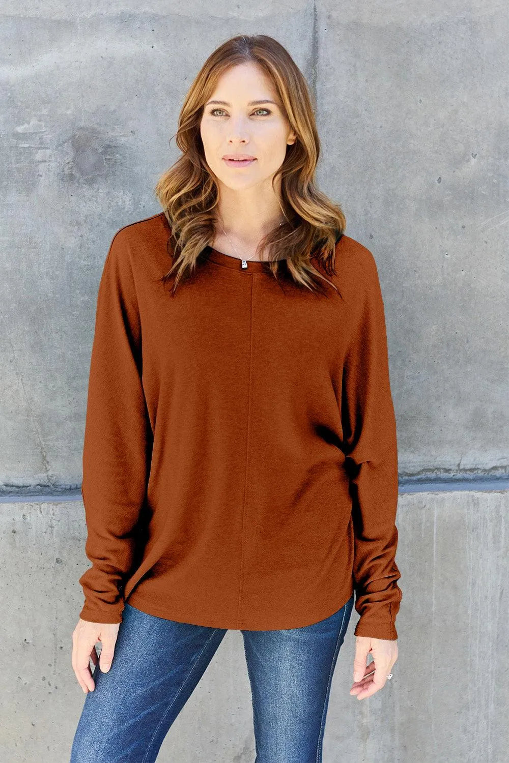 Double Take Full Size Round Neck Long Sleeve T-Shirt - 6i6