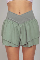 VERY J V-Shaped High Waist Layered Active Shorts - 6i6