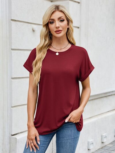 Florira Round Neck Short Sleeve T-Shirt for women from 6i6.com, a versatile and comfortable basic for everyday wear.