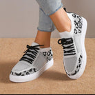 Lace-Up Leopard Flat Sneakers - 6i6