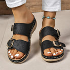 PU Leather Open Toe Buckle Sandals - 6i6