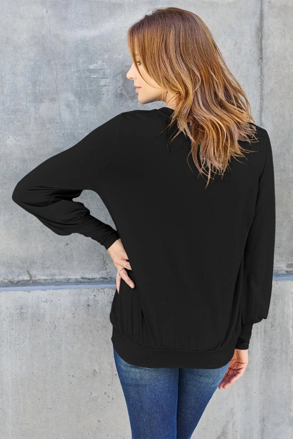 Basic Bae Full Size V-Neck Lantern Sleeve Top - 6i6