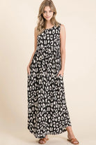 BOMBOM Leopard Maxi Dress with Pockets - 6i6