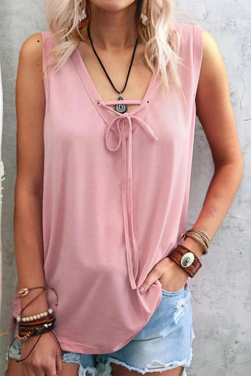 Tied V-Neck Tank - 6i6